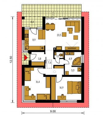 Mirror image | Floor plan of ground floor - BUNGALOW 162
